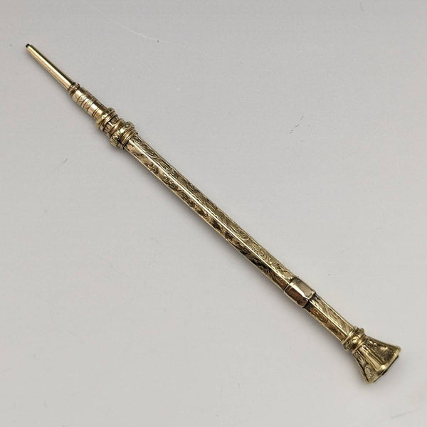 Antique Mechanical Pencil Gold Plated Glass Decor Telescoping 70-90mm